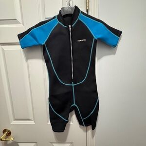 Seaskin Kids Swim Wetsuit - Black and Blue size 10
